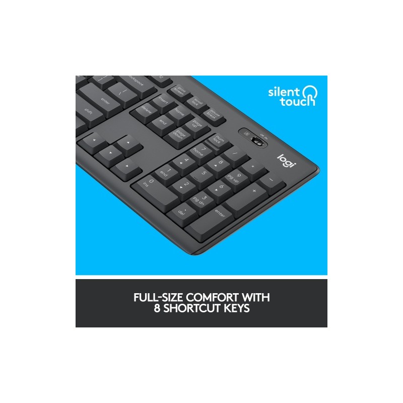 Logitech MK295 Silent Wireless Combo Belaidė klaviatūra, US Int, Graphite (SPEC)
