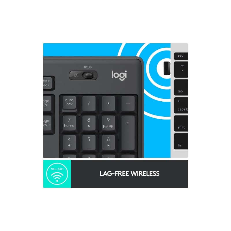 Logitech MK295 Silent Wireless Combo Belaidė klaviatūra, US Int, Graphite (SPEC)