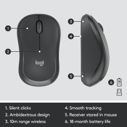 Logitech MK295 Silent Wireless Combo Belaidė klaviatūra, US Int, Graphite (SPEC)