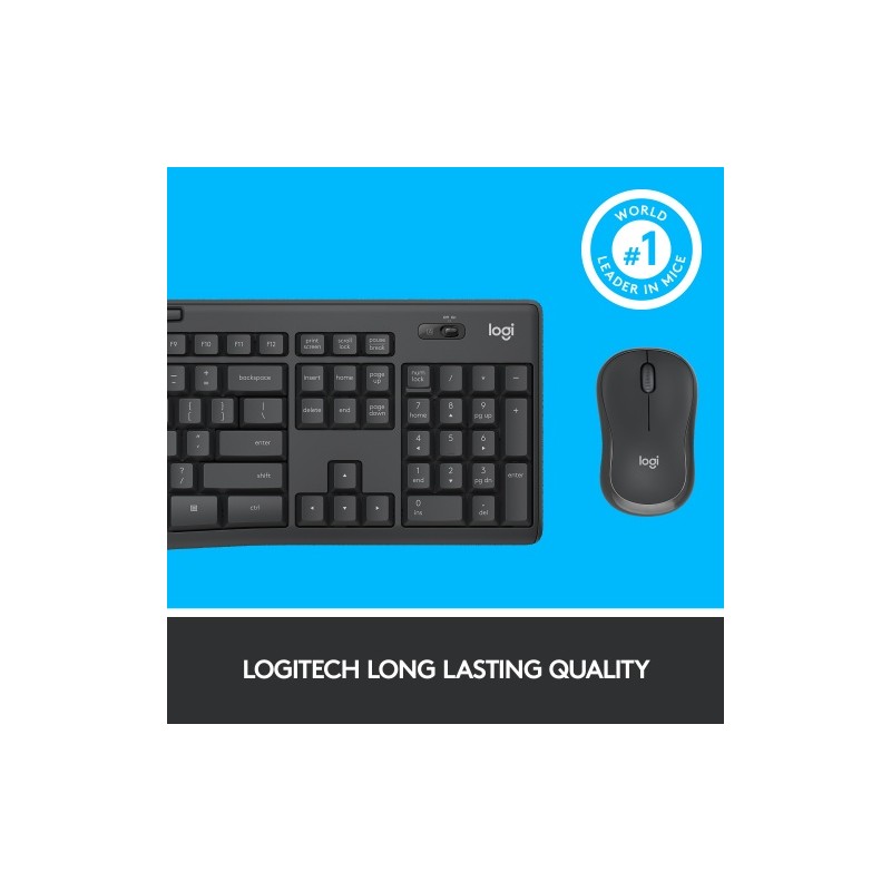 Logitech MK295 Silent Wireless Combo Belaidė klaviatūra, US Int, Graphite (SPEC)