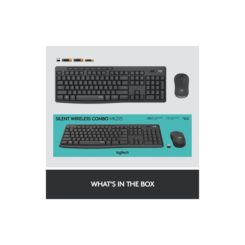 Logitech MK295 Silent Wireless Combo Belaidė klaviatūra, US Int, Graphite (SPEC)
