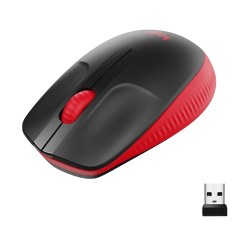 Logitech M190 Full-Size Belaidė pelė, RF Wireless, 1000 DPI, Raudona (SPEC)