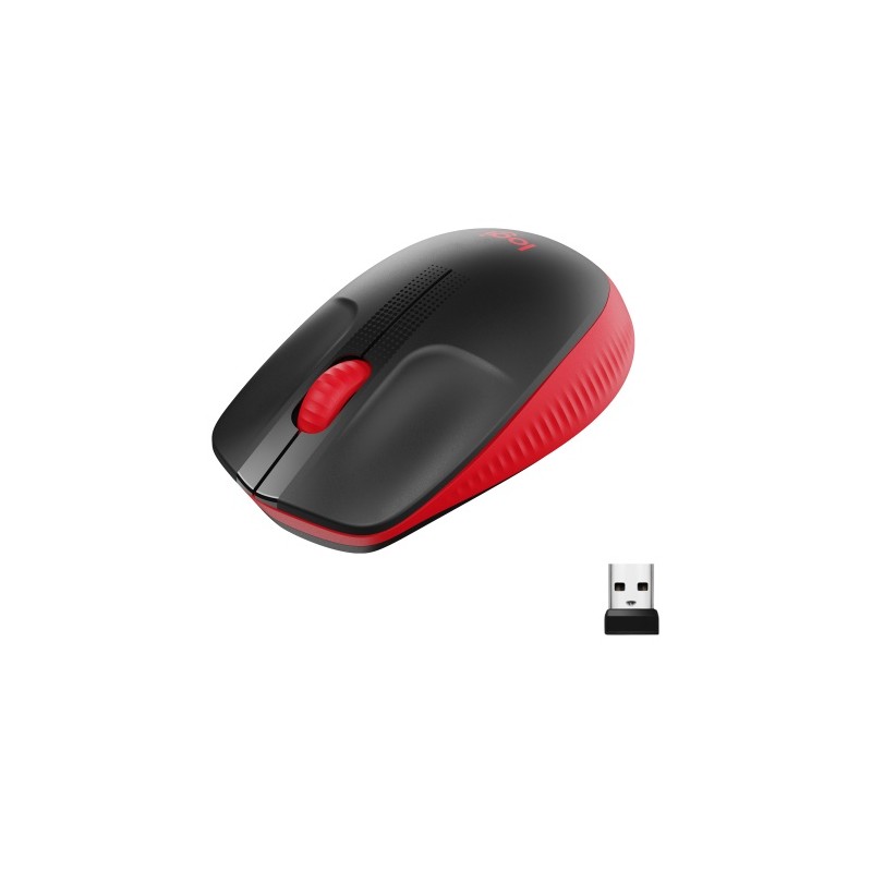 Logitech M190 Full-Size Belaidė pelė, RF Wireless, 1000 DPI, Raudona (SPEC)