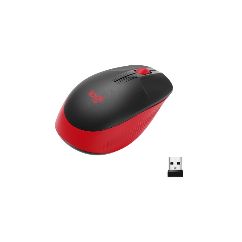 Logitech M190 Full-Size Belaidė pelė, RF Wireless, 1000 DPI, Raudona (SPEC)