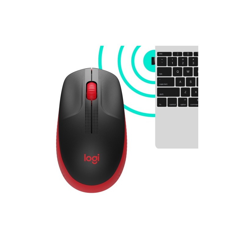 Logitech M190 Full-Size Belaidė pelė, RF Wireless, 1000 DPI, Raudona (SPEC)