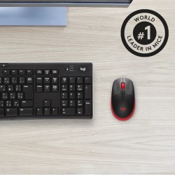 Logitech M190 Full-Size Belaidė pelė, RF Wireless, 1000 DPI, Raudona (SPEC)