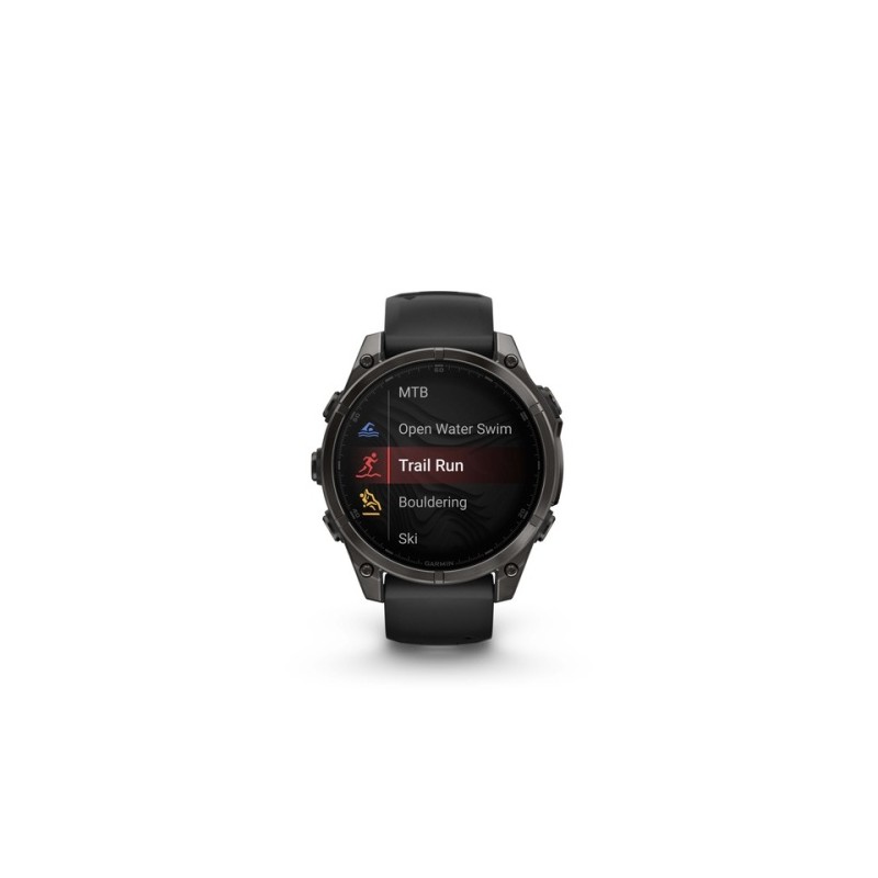 Garmin Fenix 8 Išmanusis laikrodis 47 mm AMOLED Sapphire,Carbon grey DLC,Black/Pebble grey sil. band