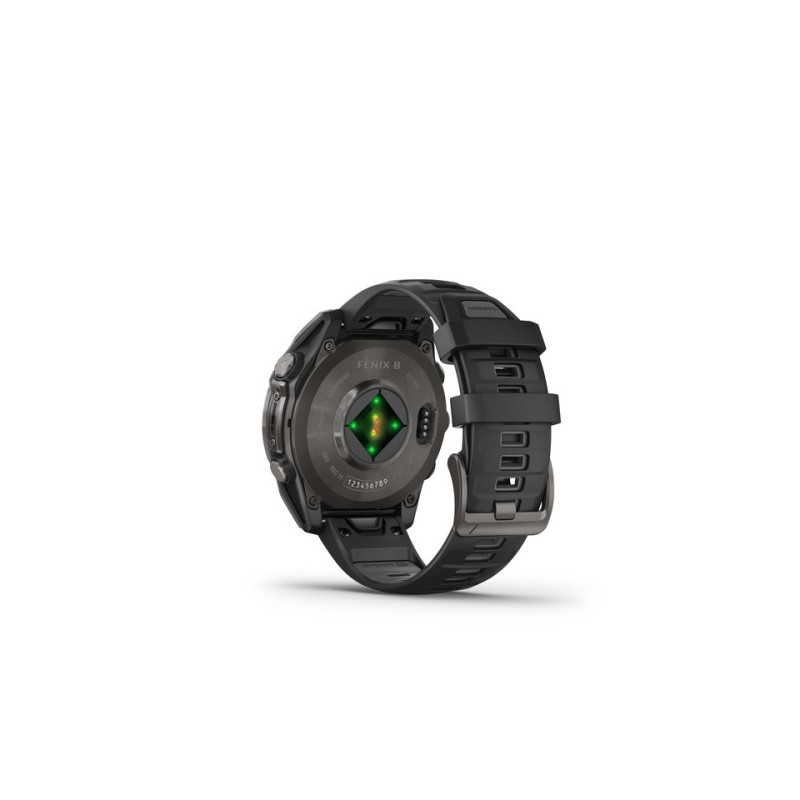 Garmin Fenix 8 Išmanusis laikrodis 47 mm AMOLED Sapphire,Carbon grey DLC,Black/Pebble grey sil. band