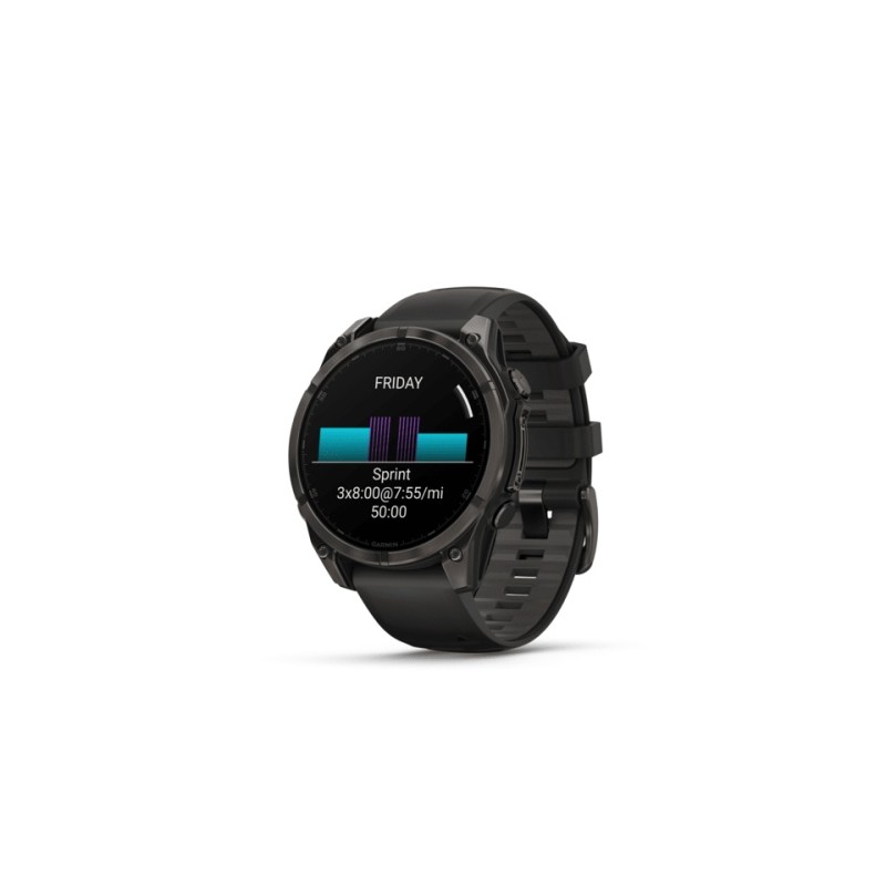 Garmin Fenix 8 Išmanusis laikrodis 47 mm AMOLED Sapphire,Carbon grey DLC,Black/Pebble grey sil. band