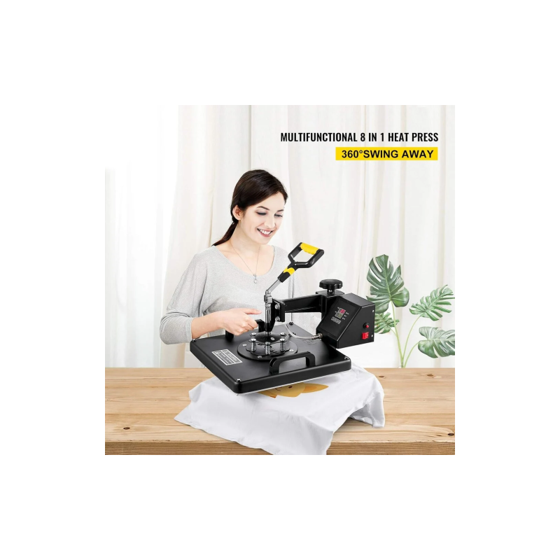 Vevor 8 in 1 Šilumos Presas, 220V, 1250W, 34-232 °C