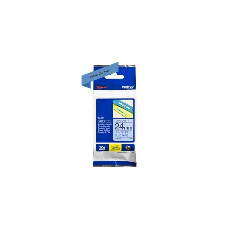 Brother TZe-551 (TZe551) Laminuotos ženklinimo juostos kasetė, Black on Blue 24mm, 8m