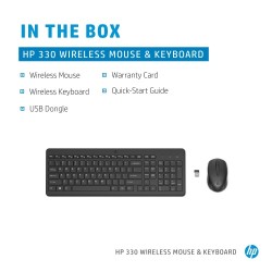 HP 330 Combo Belaidė klaviatūra + pelė RF Wireless US Int, Juoda