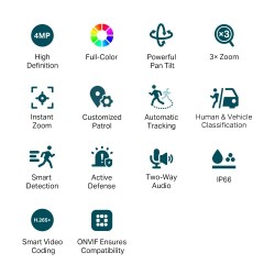 TP-Link VIGI C540V VIGI 4MP Outdoor Full-Color Dual-Lens Varifocal Pan Tilt Tinklo kamera