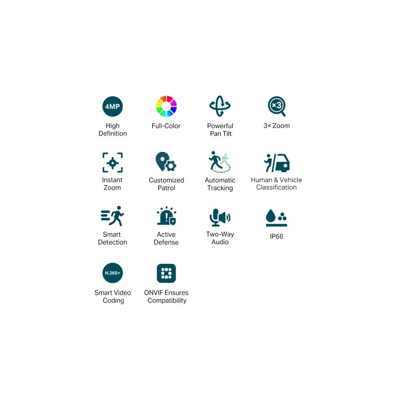 TP-Link VIGI C540V VIGI 4MP Outdoor Full-Color Dual-Lens Varifocal Pan Tilt Tinklo kamera