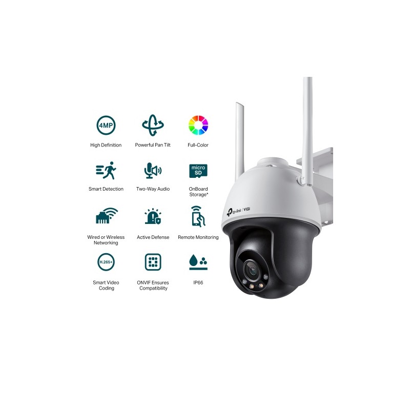TP-Link VIGI C540-W VIGI 4MP Outdoor Full-Color Wi-Fi Pan Tilt Tinklo kamera