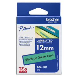Brother TZe-731 (TZe731) Laminuotos ženklinimo juostos kasetė 12mm 8m, Black on Green