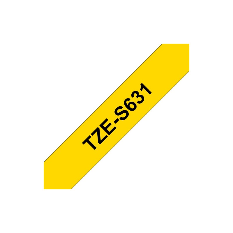 Brother TZe-S631 (TZeS631) Ženklinimo juostos kasetė 12mm 8m, Black on Yellow