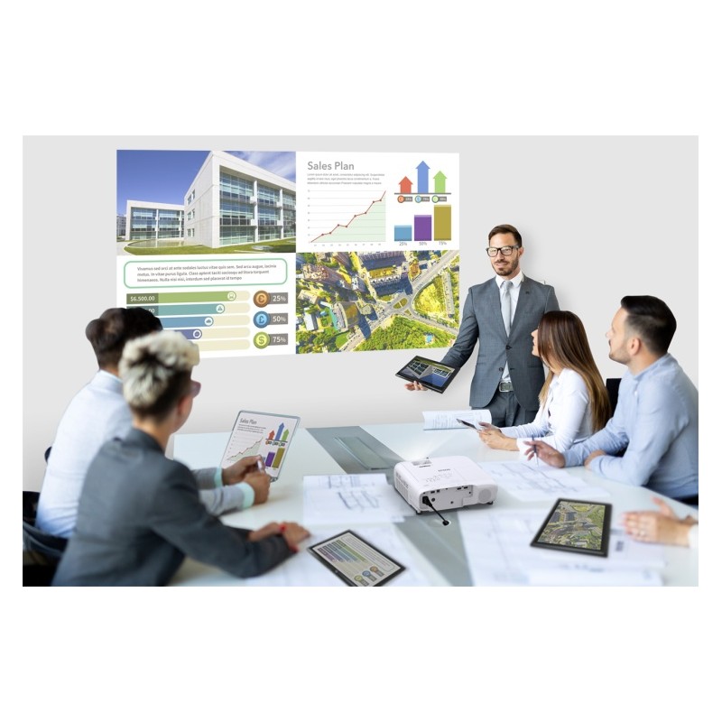 Epson EB-W55 Projektorius 3LCD WXGA 1200x800, 4000 ANSI lumens, USB, Wi-Fi, Balta