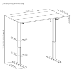 Reguliuojamo aukščio stalas Up Up Frigg Juodas