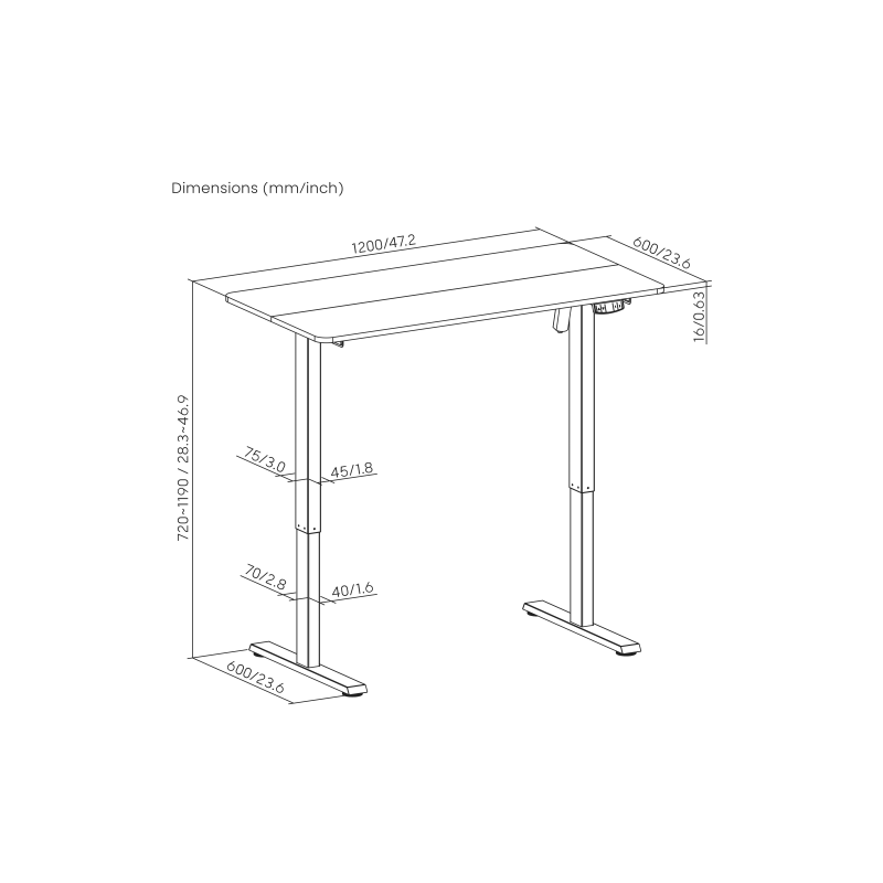 Reguliuojamo aukščio stalas Up Up Frigg Juodas