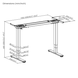 Reguliuojamo aukščio stalo rėmas Up Up Bjorn II, Pilkas