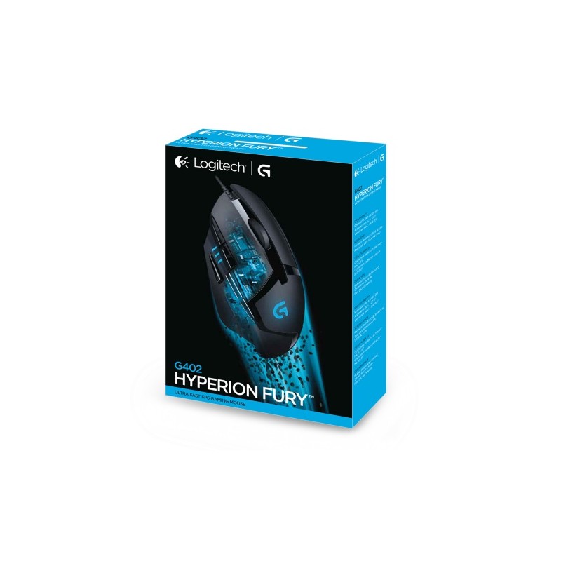 Logitech G402 Hyperion Fury Laidinė žaidimų pelė USB-A 4000 DPI, Juoda