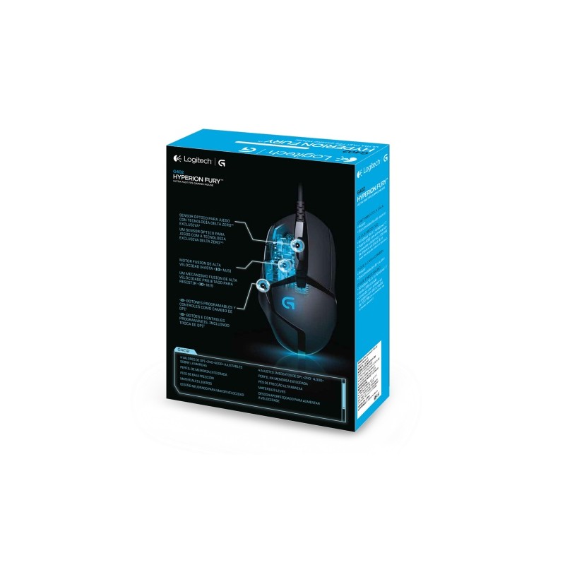 Logitech G402 Hyperion Fury Laidinė žaidimų pelė USB-A 4000 DPI, Juoda
