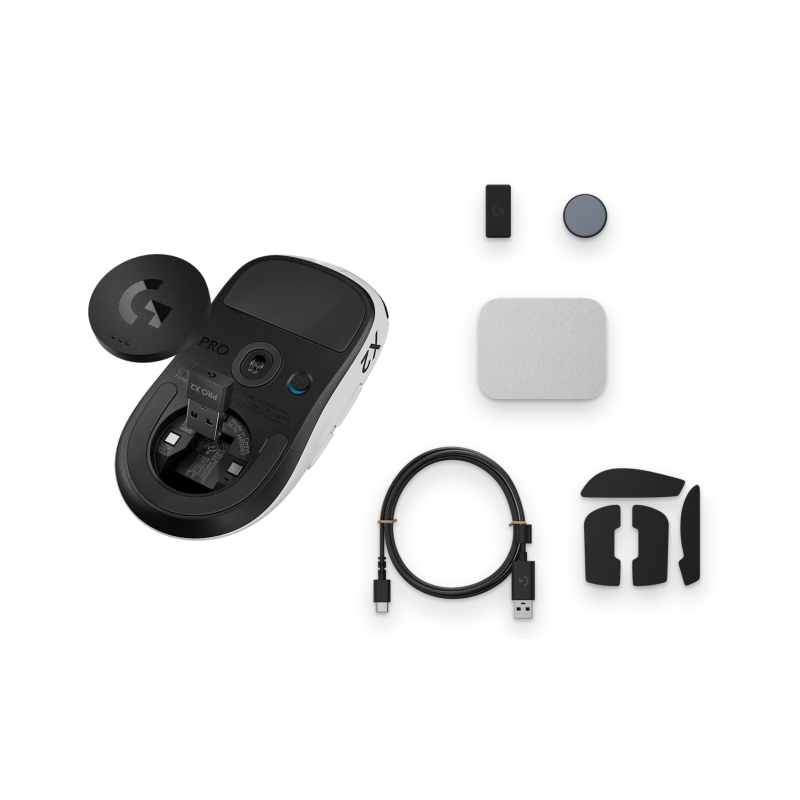 Logitech G Pro X2 Superstrike Belaidė žaidimų pelė RF Wireless 44000 DPI, Lunar Eclipse
