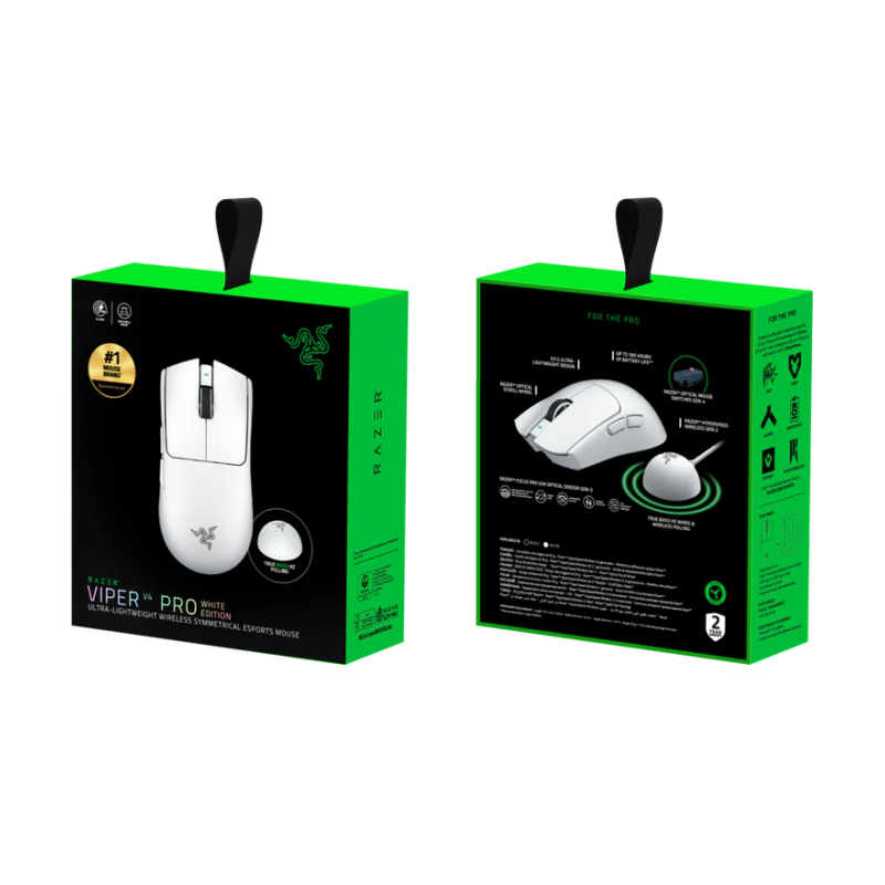 Razer Viper V4 Pro Belaidė žaidimų pelė RF Wireless, 50000 DPI, Balta
