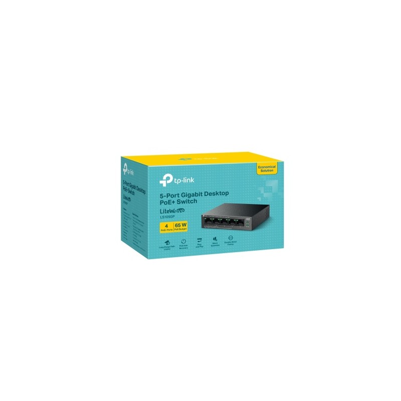 TP-Link LiteWave LS105GP 5-Port Gigabit Desktop Šakotuvas su 4-Port PoE+