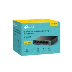 TP-Link LiteWave LS105LP 5-Port 10/100Mbps Desktop Šakotuvas su 4-Port PoE