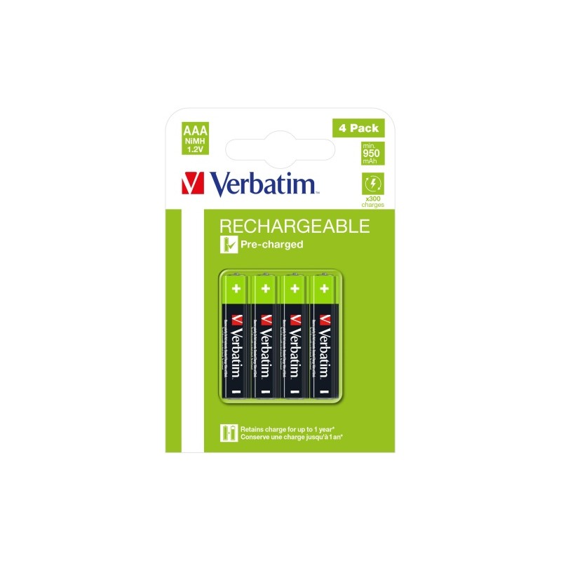 Verbatim 49514 Įkraunamos baterijos NiMH AAA HR03 950mAh (4 vnt pakuotėje)