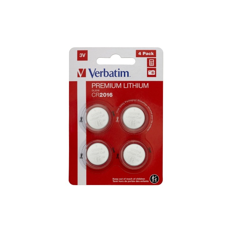 Verbatim 49531 Lithium baterijos CR2016 3V (4 vnt pakuotėje)