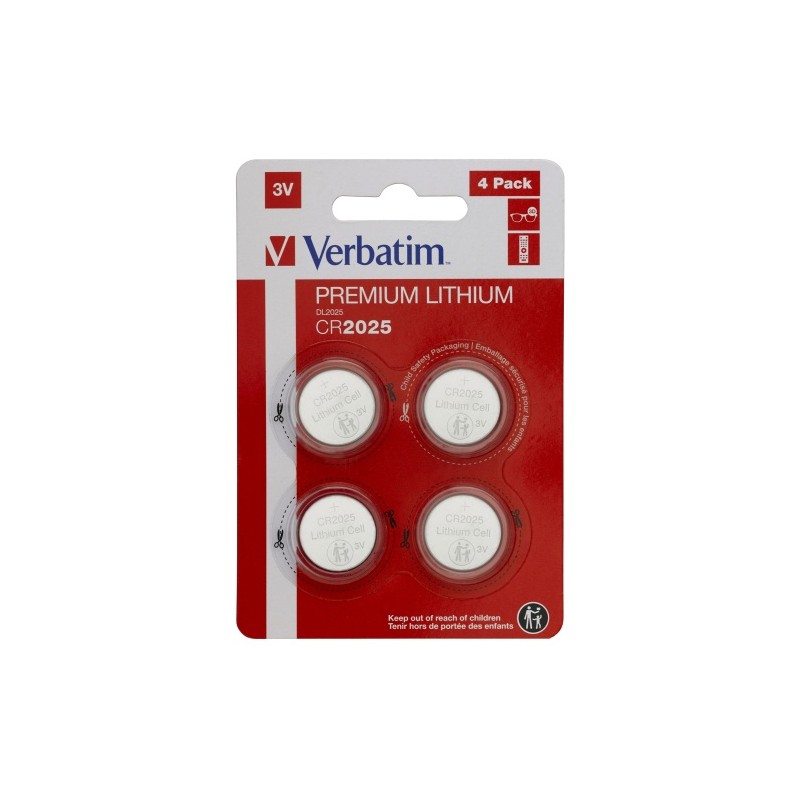Verbatim 49532 Lithium baterijos CR2025 3V (4 vnt pakuotėje)