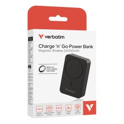 Verbatim 32223 Charge 'n' Go Essentials Magnetic Wireless Išorinė baterija Power Bank 20000mAh Juoda