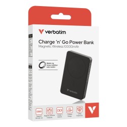 Verbatim 32227 Charge 'n' Go Essentials Magnetic Wireless Išorinė baterija Power Bank 10000mAh Juoda