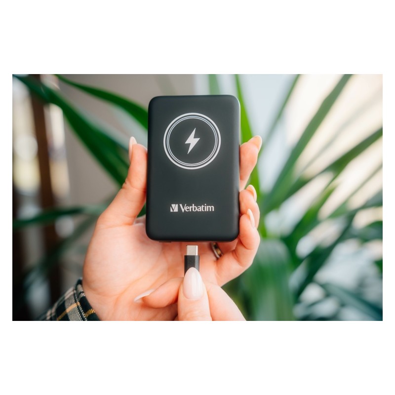 Verbatim 32240 Charge 'n' Go Magnetic Wireless Išorinė baterija (Power Bank) 5000mAh, Juoda