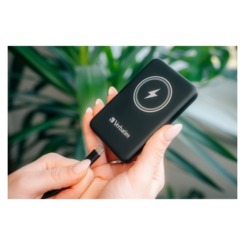 Verbatim 32240 Charge 'n' Go Magnetic Wireless Išorinė baterija (Power Bank) 5000mAh, Juoda
