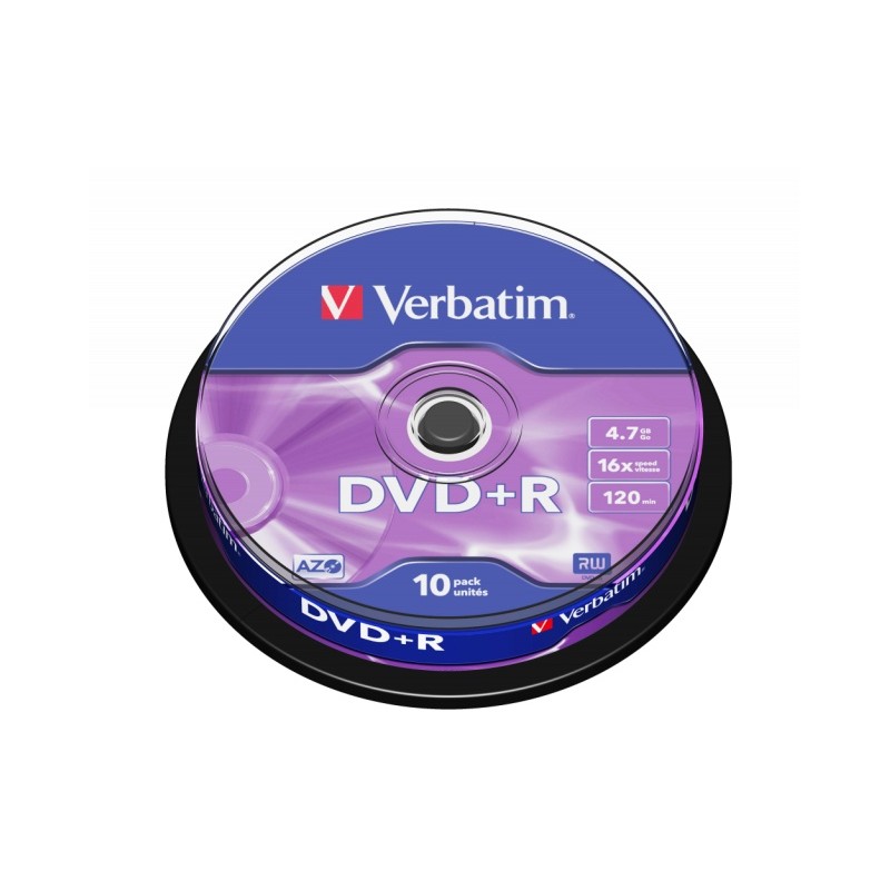Verbatim 43498 DVD+R AZO 4.7GB 16X Matt Silver Surface diskai (10 vnt pakuotėje)