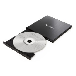 Verbatim 43886 External Slimline CD/DVD Writer Išorinis optinis įrenginys, USB-C/USB-A, Juoda
