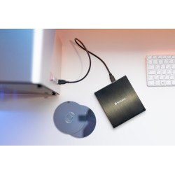 Verbatim 43886 External Slimline CD/DVD Writer Išorinis optinis įrenginys, USB-C/USB-A, Juoda