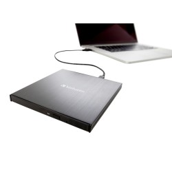 Verbatim 43886 External Slimline CD/DVD Writer Išorinis optinis įrenginys, USB-C/USB-A, Juoda