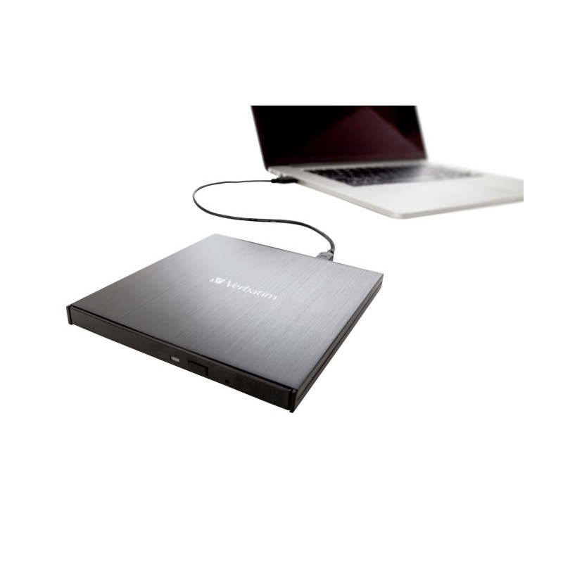 Verbatim 43886 External Slimline CD/DVD Writer Išorinis optinis įrenginys, USB-C/USB-A, Juoda