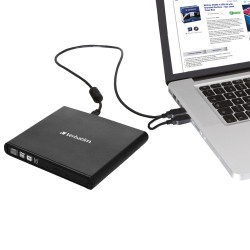 Verbatim 98938 External Slimline CD/DVD Writer Išorinis optinis įrenginys, USB-A, Juoda
