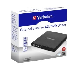 Verbatim 98938 External Slimline CD/DVD Writer Išorinis optinis įrenginys, USB-A, Juoda