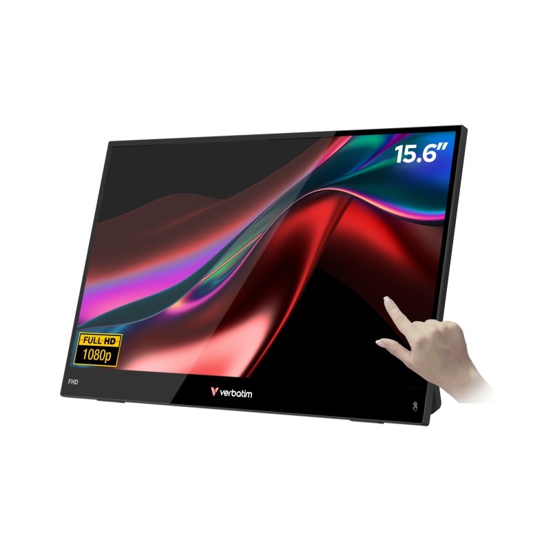 Verbatim 32402 Nešiojamas monitorius LIGHT 15.6'' IPS Touch FHD 1920x1080 10ms 250cd/m2 60Hz, Juoda