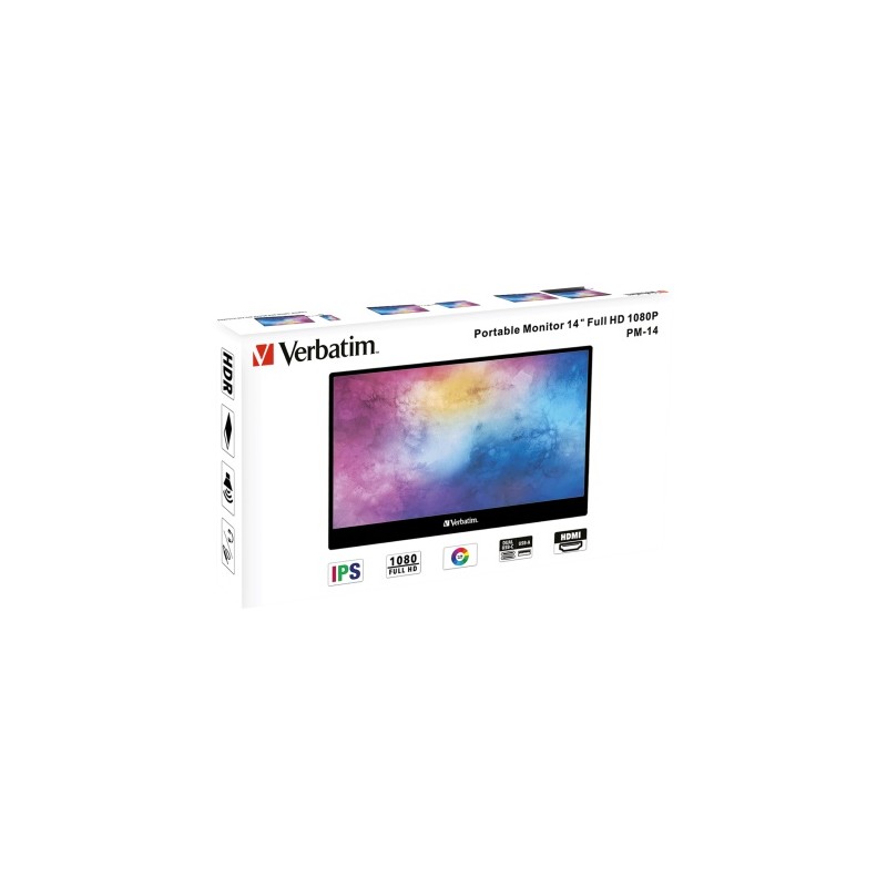 Verbatim 49590 Nešiojamas monitorius LIGHT 14'' IPS FHD 1920x1080 6ms 250cd/m2 60Hz, Juoda