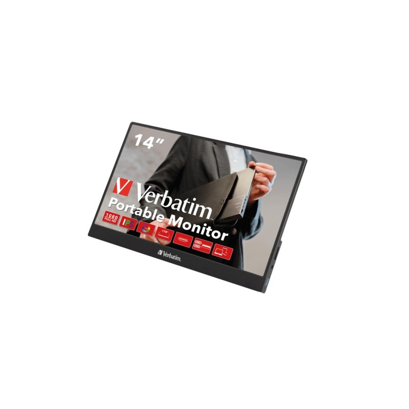Verbatim 49590 Nešiojamas monitorius LIGHT 14'' IPS FHD 1920x1080 6ms 250cd/m2 60Hz, Juoda