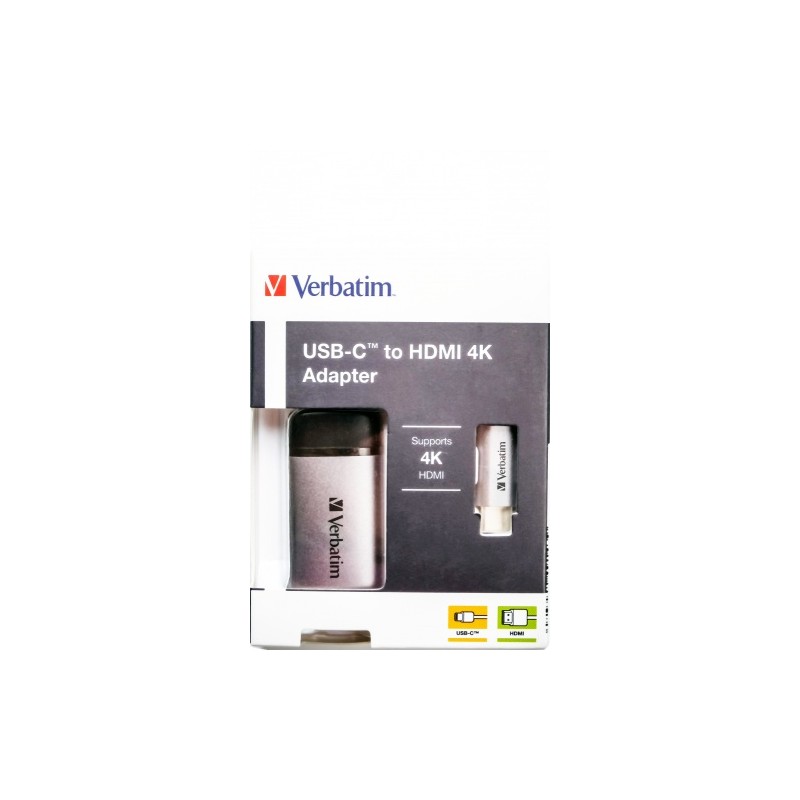 Verbatim 49143 USB-C į HDMI 4K Adapteris, USB 3.1 GEN 1, HDMI 4K (60Hz), 10 cm kabelis, Pilka/Juoda