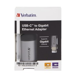 Verbatim 49146 USB-C to Gigabit Ethernet Adapteris, USB 3.1 GEN 1, Gigabit Ethernet, Pilka/Juoda